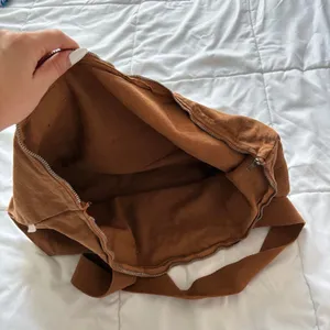 Tell Your Dog I Said Hi Canvas Tote Bag Brown Zip Made in USA 100% Cotton thumbnail 6