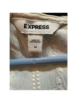 Express Women's Ivory Embroidered Ruffle Sleeve V-Neck Blouse Size M thumbnail 6