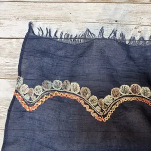 NWT Stitch Fix Accessory Collective Amery Scarf Navy Embroidered Paisley Boho thumbnail 4