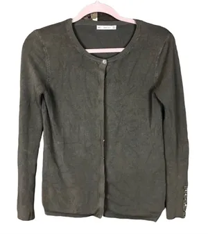Zara Knit Women Olive Green Button Front Cardigan Sweater Cuff Detail Size M‎ thumbnail 1