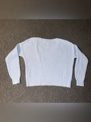 Abercrombie & Fitch Light Blue Ribbed Scoop-Neck Sweater Women’s Size-M thumbnail 4