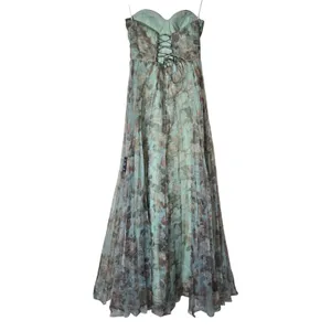 Lulus Most Beautiful Day Sage Multi Floral Print Organza Maxi Dress Large NWT thumbnail 4