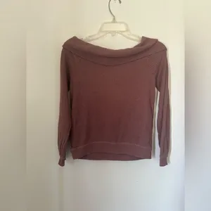 Abercrombie & Fitch Ribbed Off Shoulder Sweater Size XS Mauve thumbnail 6