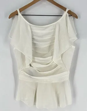 Max Studio Lightweight‎ Gauzy Layered Ruffle Sleeveless Peplum Top Feminine thumbnail 1
