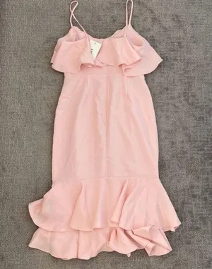 Likely 499  revolve pink ruffle midi dress thumbnail 5