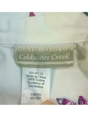 Coldwater Creek White Cotton Trucker Jacket Embroidered Dragonflies Size L thumbnail 2