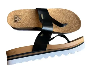 Reef - NWOB Cushion Sol Hi Platform Sandals Black Cork Footbed Thong Size 10 thumbnail 1