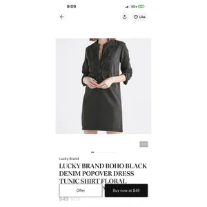 Lucky Brand Popover Dress Black Embroidered Denim Pullover Long Sleeve Y2K XS thumbnail 13