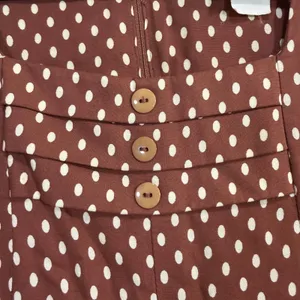 Vintage‎ Jeffrey & Dara 10 Brown Polka Dot Midi Dress Classic Swing Bib Pleated thumbnail 3