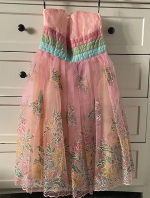 NWT Betsey Johnson Women’s Vintage Pink Tulle Layered Floral Cocktail Dress - 6 thumbnail 1