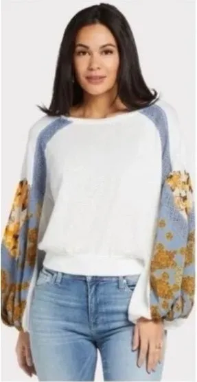 Free People Casual Clash Floral Balloon‎ Sleeves Size Small EUC thumbnail 1