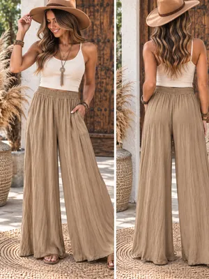 Final Touch Taupe Wide-Leg Palazzo Pants thumbnail 2