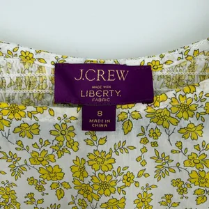 J.Crew Liberty Fabric Floral Puff Sleeve Smocked Crop Top Yellow White Size 8‎ thumbnail 5