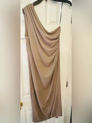 H&M One-Shoulder Dress in Taupe thumbnail 2