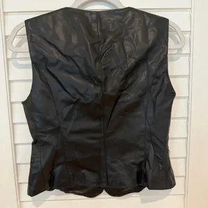 Zara Biker Faux Leather Vest Top Sz S Black Goth Edgy Shirt thumbnail 4