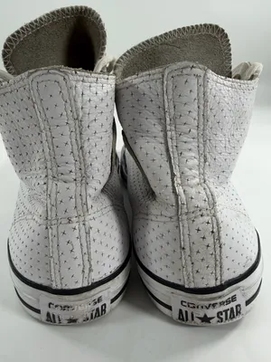 Converse Chuck Taylor All Star White Perforated Leather Hi Top Sneakers W 10 Est thumbnail 6
