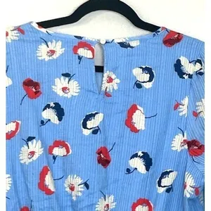 NWT LOFT Blue‎ Floral Dress 14 Smocked Waist Tiered Fit & Flare Spring Whimsical thumbnail 10