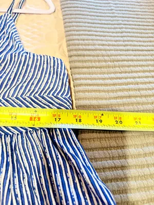 Gap Drop-Waist Maxi Dress Blue White Striped Spaghetti Strap Sundress women’s XL thumbnail 11