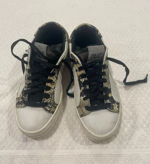 P448 Black and Cream Snake-Print Low Top Sneakers thumbnail 1