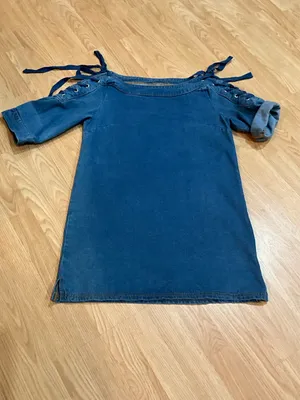 Anthropologie Maeve lace up shoulders denim dress thumbnail 9