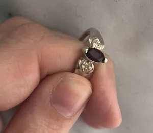 Deep Red Stone and Sterling Silver Ring size 7 thumbnail 5