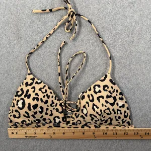 Hollister Women's Small Bikini Top Leopard Print Triangle Adjustable Tie Swim thumbnail 2