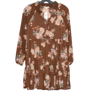 NWT American Eagle Dress Floral Cottage Boho Romantic Feminine Prairie Brown XS thumbnail 7