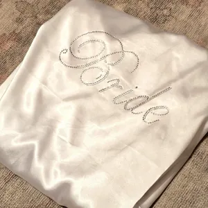 BRIDE Satin Kimono Robe With Rhinestone Lettering S/M Girl Extraordinaire White thumbnail 1