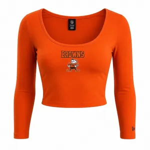 New Era Women's L Orange Long Sleeve Crop Top Cleveland Browns NFL Football thumbnail 2
