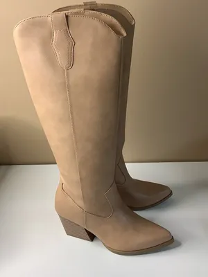 DV8 Size 6 1/2 Women’s Kyna Natural Stacked Heel Cowboy Boots, New No Box thumbnail 10