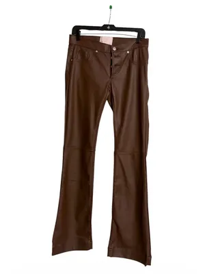 Revice Brown Faux Leather Flare Pant thumbnail 5