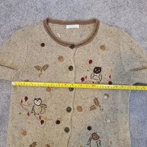 Vintage Christopher & Banks Novelty Cardigan Womens Sm OWL Embroidery 90s Y2K thumbnail 11