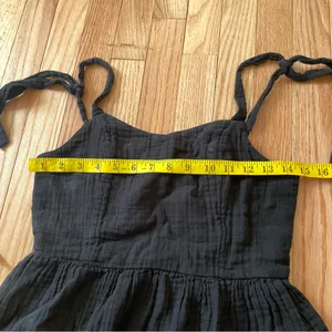 Old Navy Black Mini Dress Small Black Cottagecore Sundress Tie Strap 100% Cotton thumbnail 2