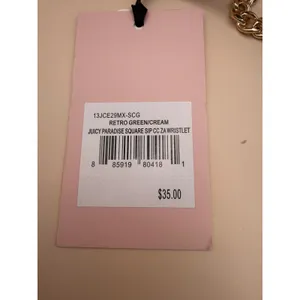 Juicy Couture Retro Green Cream‎ Paradise Square Zip Card Case Wristlet Wallet thumbnail 8
