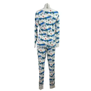 Hanna Andersson Ski Slope Holiday Blue Long Sleeve Sleepwear Pajamas Set Size M thumbnail 3