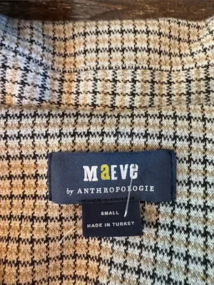 Maeve Anthropologie Collegiate‎ Knit Blazer Asymmetrical Check Brown Small NWT thumbnail 6