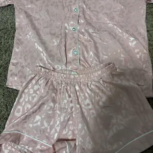 Pink Satin Leopard Pajama Set thumbnail 5