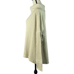 Free People Medium Thermal Top Juicy Cowl Neck Split Back Long Sleeve Stone Cold thumbnail 11