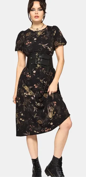 NWT Disturbia Harpyiai Puff Sleeve Midi Dress thumbnail 1