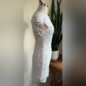 Lulus White Floral Lace Open Back Mini‎ Dress XXS thumbnail 8