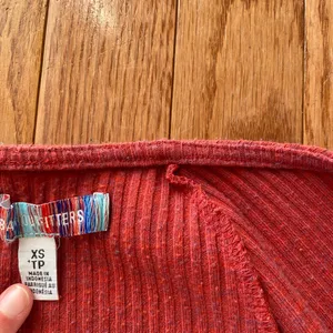 Urban Outfitters berry red ribbed square neck long sleeve top thumbnail 6