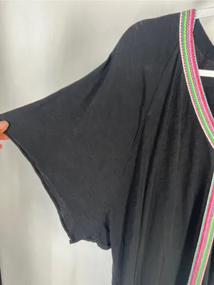 Pitusa Pima Mini Abaya Black Inca Trim Dress Swim Cover Up Standard thumbnail 4