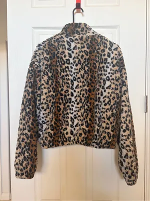 Forever 21 Leopard Print Teddy Jacket - Brown/Black/Cream thumbnail 4