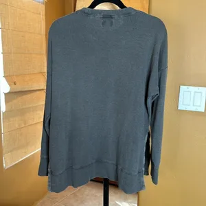 Aerie Gray Waffle Knit Pullover Oversized Size Small thumbnail 7