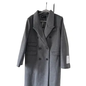 NWT Hot Fashion Gray Long Wool Blend Coat Double Breasted Maxi Coat M thumbnail 6