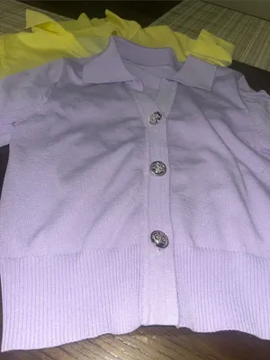 SHEIN Yellow Short Sleeve Button-Up Cardigan thumbnail 5