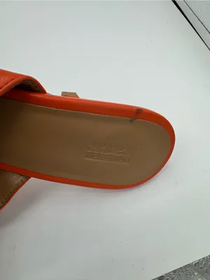 Nordstrom Rack Lauren orange faux leather Slide Sandal size 8 NEW classy office thumbnail 4