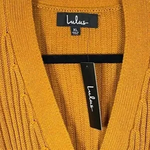 Lulus Camel Mustard Yellow Ribbed Knit Short Cardigan Sweater Women Size XL v6x thumbnail 4