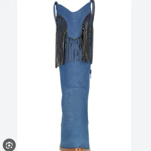 NEW Venus Cowgirl Embellished Fringe Blue Denim Boot SZ-9 Y2k Festive thumbnail 7