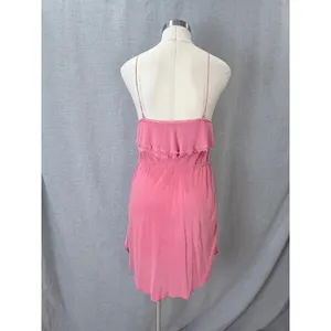 Aritzia Wilfred Pink 100% Silk Ruffle Mini Dress Medium thumbnail 5